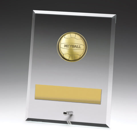 DY191C - Glass Plaque Netball 200mm