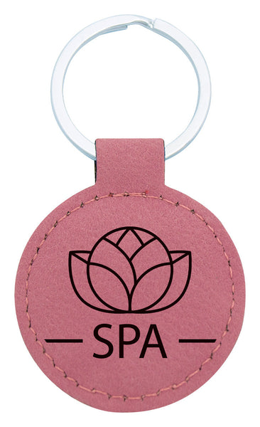 LE109 - Leatherette Keychain Circle - Pink