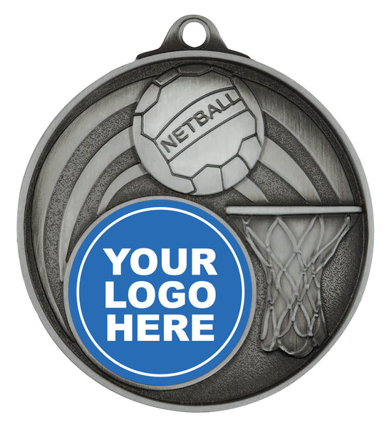 MC911S Netball Medal - Insert Option Silver