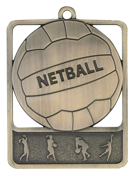 MR911G Netball Medal Rosetta Gold