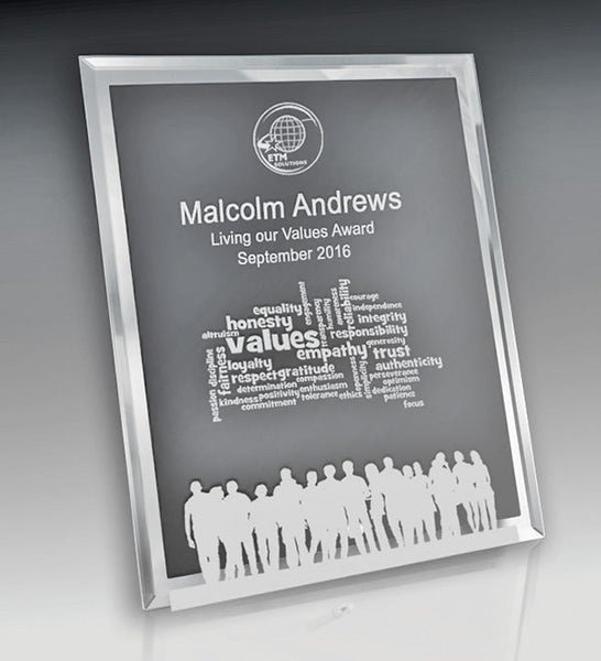 1256-3PORT - Mirror Edged Clear Glass Rectangle Portrait 250mm