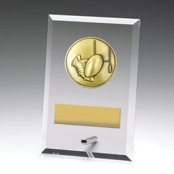 DY113A - Glass Plaque Rugby 150mm