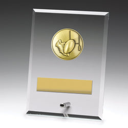 DY113B - Glass Plaque Rugby 175mm