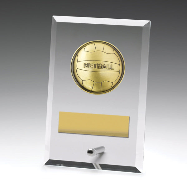 DY191A - Glass Plaque Netball 150mm
