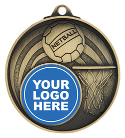 MC911G Netball Medal - Insert Option Gold