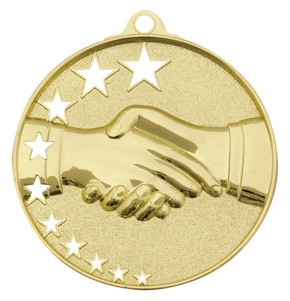 MH927G - Handshake Stars Medal Gold
