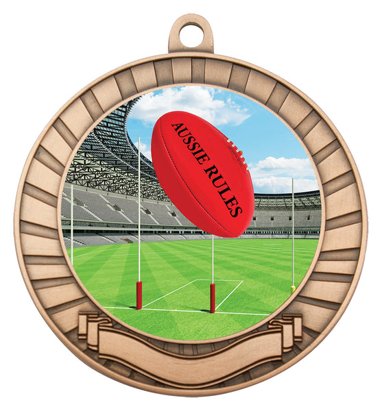 MY201B-C882 - Footy Eco Scroll Medal Bronze