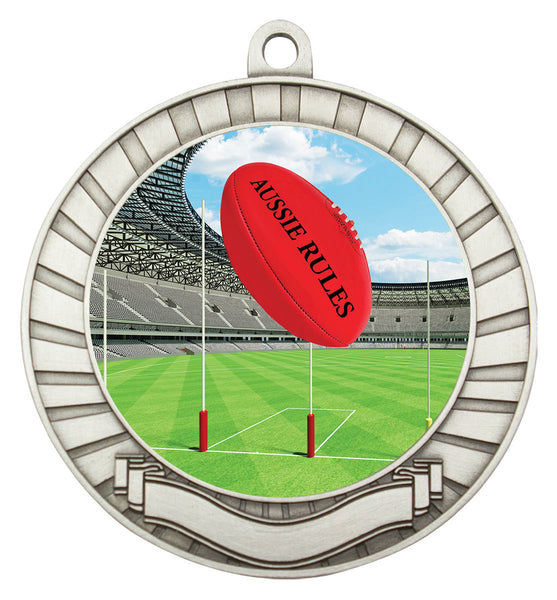 MY201S-C882 - Footy Eco Scroll Medal Silver