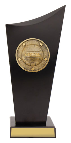SK537B Netball Black Timber Spartan Crest 245mm