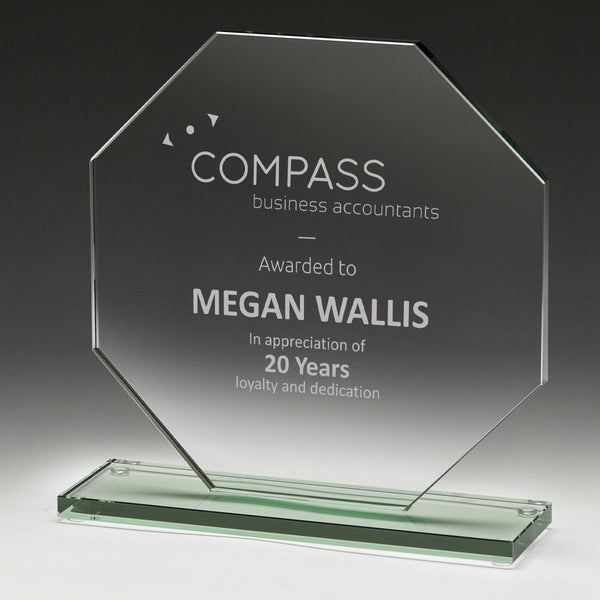 W522 Octagon Jade Glass Award 160mm